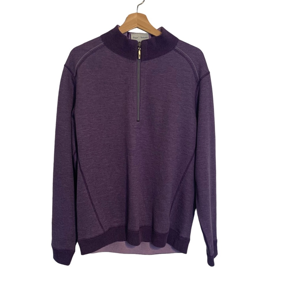 Tommy Bahama Purple Reversible Flipshore Quarter Zip Pullover Sweater Me…